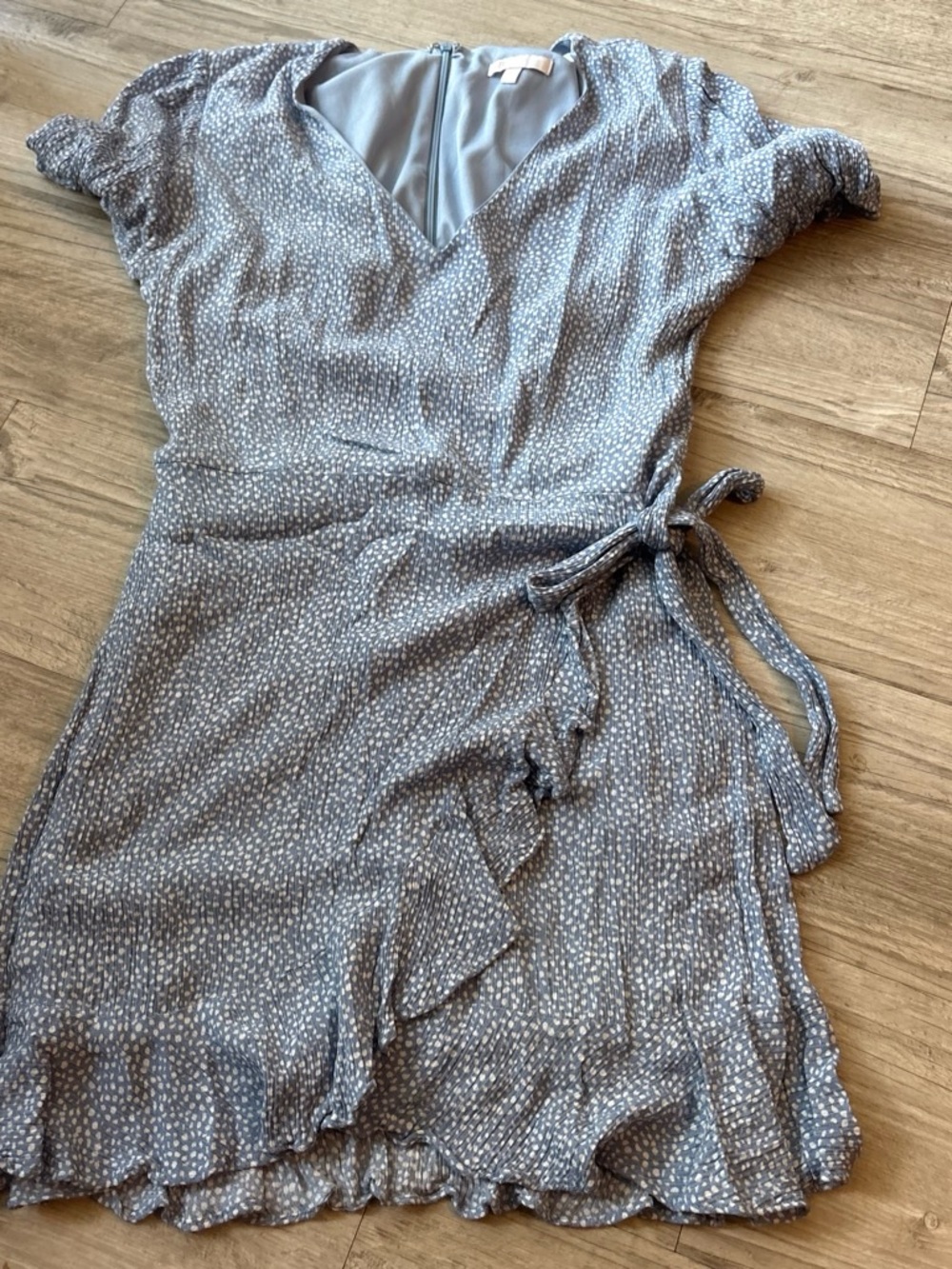 Gianni Bini Light Blue Printed Wrap Mini Dress